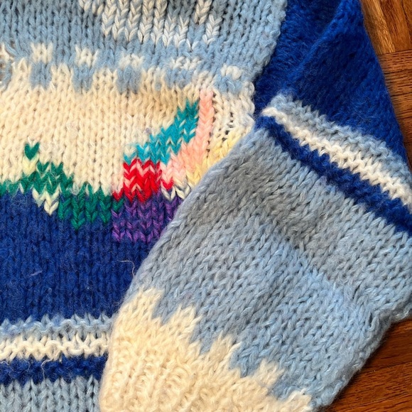 Vintage Grazia Hand Chunky Knit Wool Blend Sweater Cardigan - Picture 7 of 12